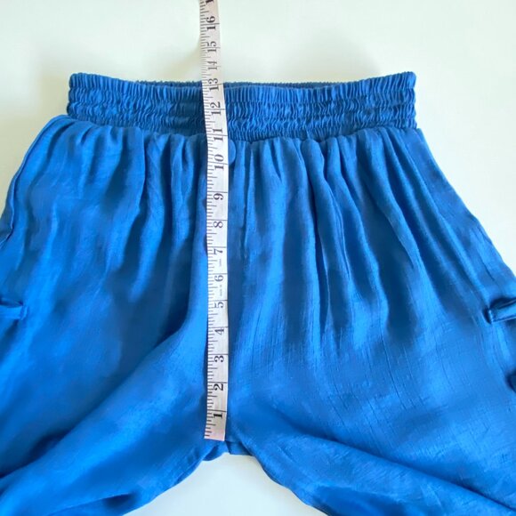 Wide Leg Linen Cotton Blue & Whited Cropped Pants Sz 6 - Picture 10 of 13